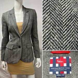Boden Women’s US 6R Heritage British Tweed Herringbone Wool Blazer Jacket